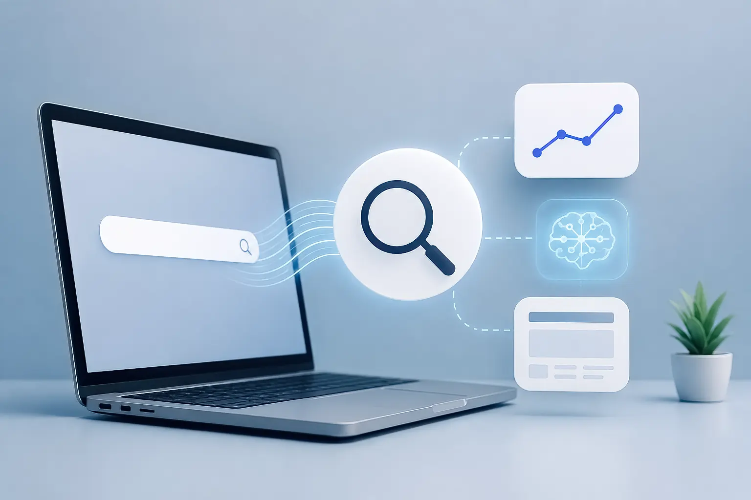 Illustration du SEO et du GEO en 2026 avec recherche web, intelligence artificielle et analyse de visibilité